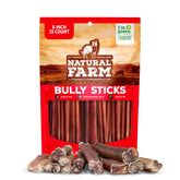 Natural Farm Bully Sticks 6-inch pack for dogs, supports dental care and chews