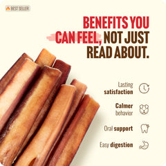 Natural Farm bully sticks promote dental health through natural chewing action.