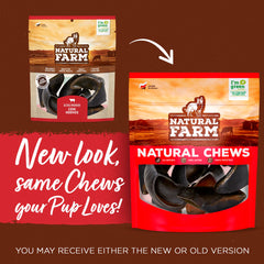 Natural Farm chicken-filled-cow-hooves provide a satisfying, dental-friendly chew.