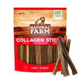 Natural Farm Collagen Sticks front view in 6-inch, 20-pack for dogs