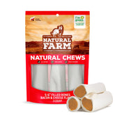 Natural Farm filled dog bones with bacon-cheese center for long-lasting chew and training rewards.
