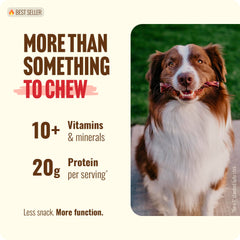 Natural Farm Grass-Fed Beef Bully Sticks shown in 4-5 inch length.