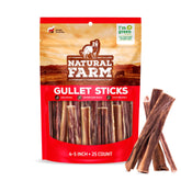 Natural Farm Gullet Sticks 25-pack box front with eco-friendly packaging.