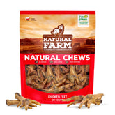 Natural Farm Nail-Free Chicken Feet treats on display for dog rewards, clean chewing.