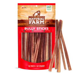 Natural Farm odor-free bully sticks provide a long-lasting chew for dogs