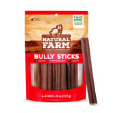 Natural Farm odor-free bully sticks 4-8 inch pack for medium dogs, long-lasting chew.