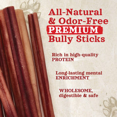 Natural Farm odor-free bully sticks with natural ingredients for an all-natural treat.