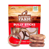 Natural Farm Odor Free Bully Sticks Ring 3-4 Inch for dental support and tasty rewards.