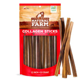 Natural Farm odor-free collagen chews in 12-inch pack provide long-lasting chew for dogs