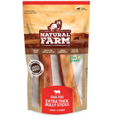 Natural Farm odor-free jumbo bully sticks for dogs; longer chew for dental health.