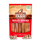 Natural Farm Odor-Free Thin Bully Sticks 6 inch 10-pack for calm training sessions.
