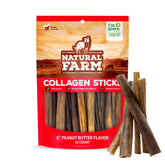 Natural Farm Peanut Butter Collagen Sticks pack entices dogs with a savory aroma.