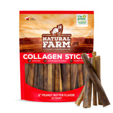 Natural Farm peanut butter collagen sticks pack for dogs highlighting long-lasting chew