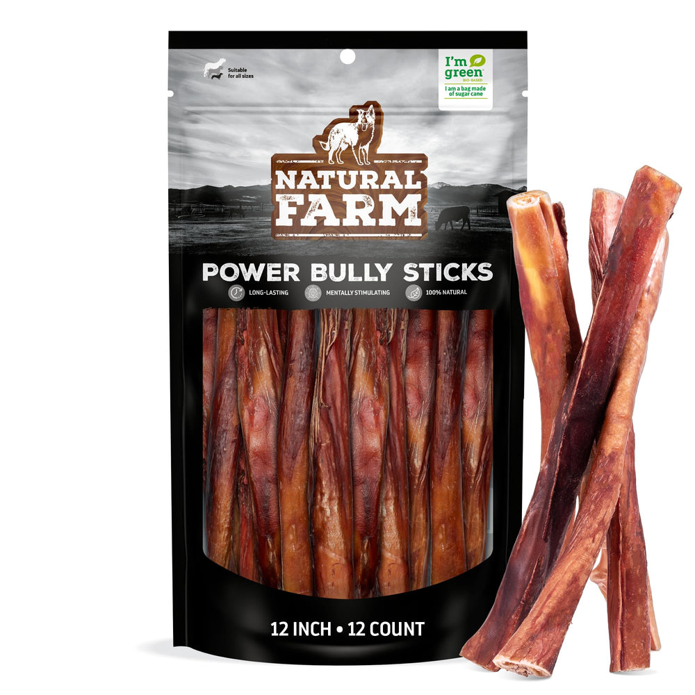 Natural Farm Power Bully Sticks 12in pack hero offers long-lasting chew for dogs