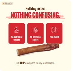 Natural Farm Power Bully Sticks ingredients show beef cheek wrapped in beef pizzle for durability.