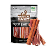 Natural Farm Power Bully Sticks pack front view shows a long-lasting chew for dogs.
