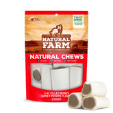 Natural Farm Sweet Potato Filled Bones pack front, ideal for long-lasting canine chewing.