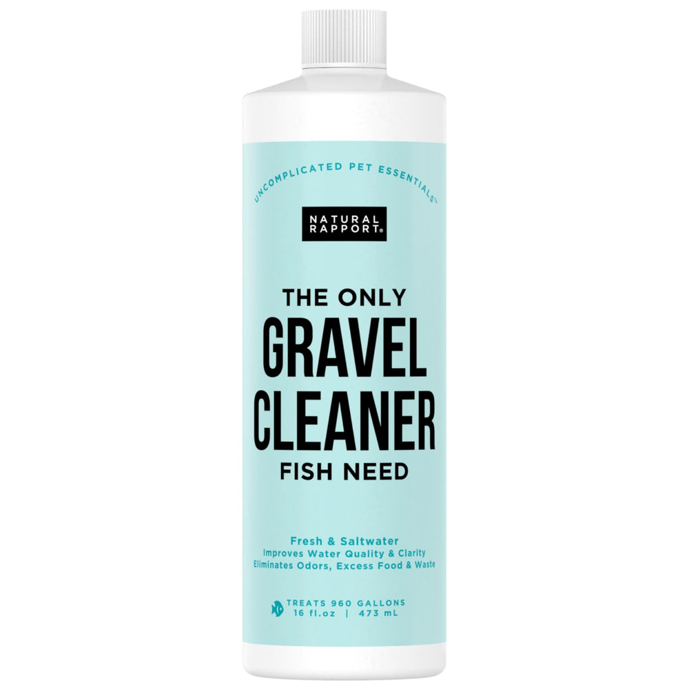 Natural Rapport aquarium gravel cleaner bottle pour demonstrates easy dosing for cleaner water