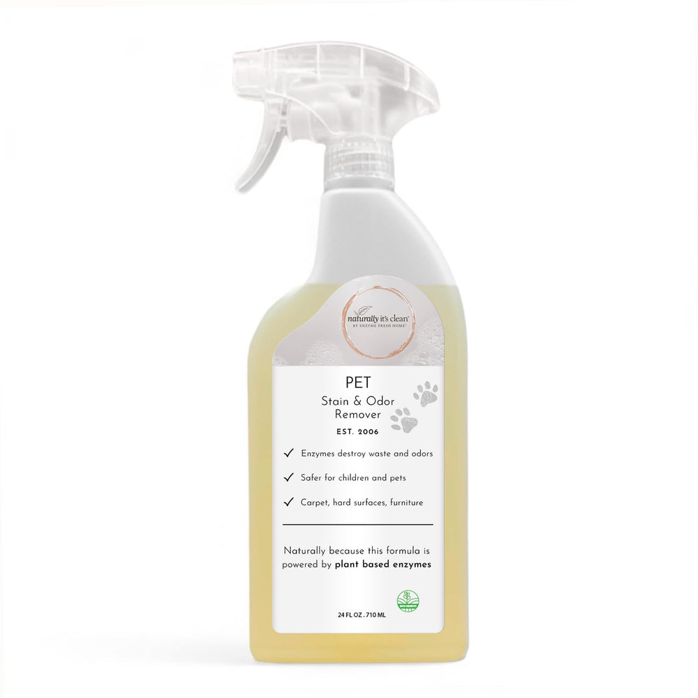 Naturally it's clean enzyme pet stain remover bottle highlights plant-based action against odors