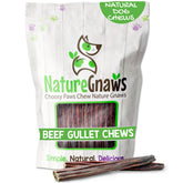 Nature Gnaws Beef Gullet Sticks pack offers a natural, rawhide-free chew for dogs.
