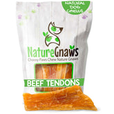 Nature Gnaws beef Paddywack tendons 6in pack, long lasting chew for aggressive chewers.
