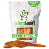 Nature Gnaws Beef Tendons pack 7-11 inch for large dogs, long-lasting chew.