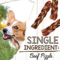 Nature Gnaws Braided Bully Sticks rawhide-free appearance emphasizes a healthy alternative.