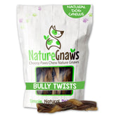 Nature Gnaws Braided Bully Twists close-up of textured chew for dogs.