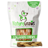 Nature Gnaws braided collagen sticks 6-inch chew ideal for aggressive chewers.