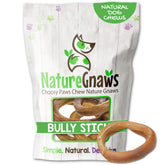 Nature Gnaws bully-stick rings pack close-up for a long-lasting chew and dog enrichment.