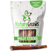 Nature Gnaws bully sticks 11-12 inch pack for large dogs; durable chew.