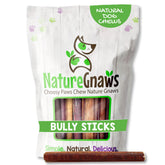 Nature Gnaws Bully Sticks 5-6 inch pack; long-lasting chew for large dogs.
