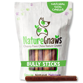 Nature Gnaws Large Bully Sticks packshot, the natural beef chew that helps keep dogs engaged.