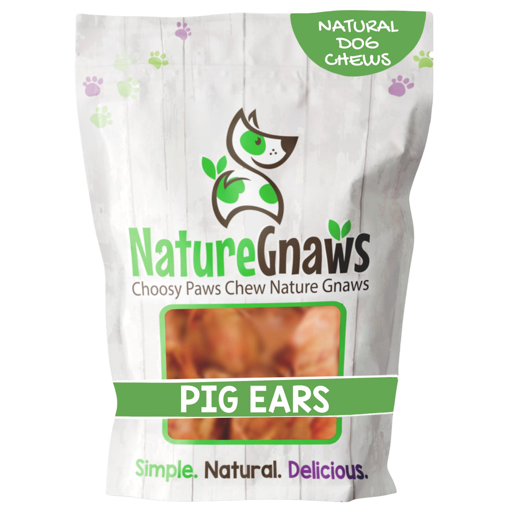 Nature Gnaws pig ears for dogs (8-count) provide a long-lasting chew for contented pups.