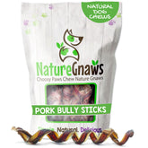 Nature Gnaws Pork Bully Sticks packaging shows a 12-count box for daily rewards