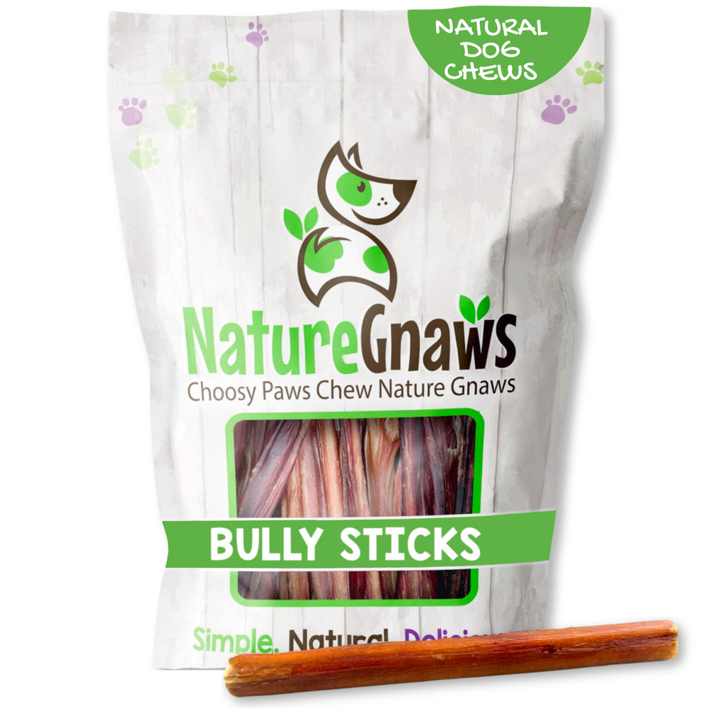 Nature Gnaws thin bully sticks 5-6 inch pack, long-lasting for small dogs