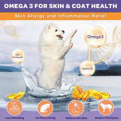 Nature Target Omega-3 for dogs bottle highlighting skin and coat support.