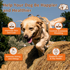 NATURE TARGET Omega 3 Salmon Oil dog chews pack closeup showing tasty salmon flavor.