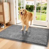 Naturei chenille front door mat with absorbent fibers capturing dirt at the entry.
