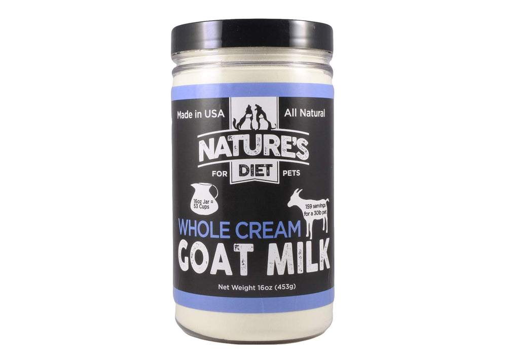 Nature's Diet goat milk powder ready to mix for a nutrient-rich treat