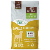 Nature's Logic Chicken Meal Feast dry dog food bag highlights high-protein formula.