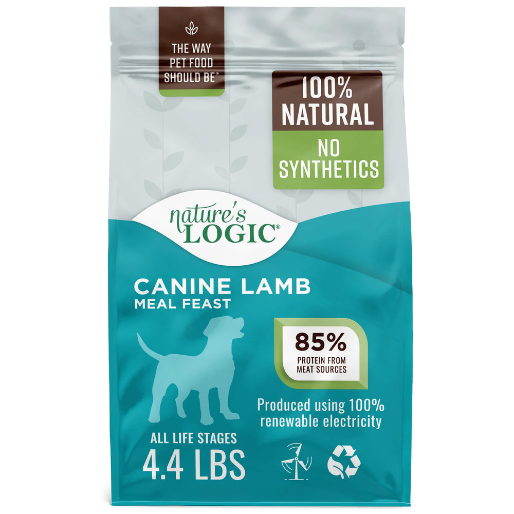 NATURE'S LOGIC dry dog food 4-4lb bag showing packaging suitable for all life stages.