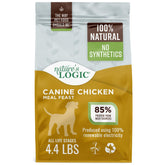 Nature's Logic Chicken Meal Feast dry dog food bag showing protein-rich formula