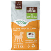 Nature's Logic duck and salmon meal feast bag front highlights premium protein source