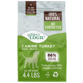 Nature's Logic Turkey Meal Feast kibble in a bowl, supporting dogs of all life stages
