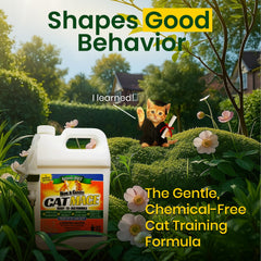 Nature's MACE cat deterrent spray over lawn covers large outdoor areas.