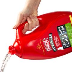 Nature's Miracle spray mist on carpet demonstrates enzymatic action.