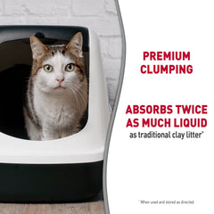 Nature's Miracle litter scoop and clumps illustrate fast-clumping action.
