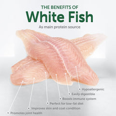 Nature's Protection white fish ingredient emphasizes high protein for lean muscle