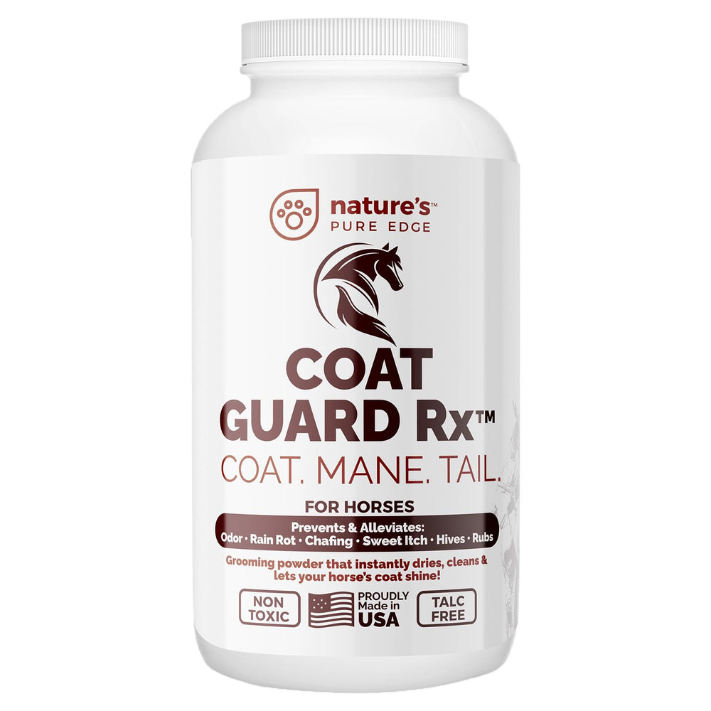 Nature's Pure Edge Coat Guard Rx powder bottle keeps the coat dry and fresh.